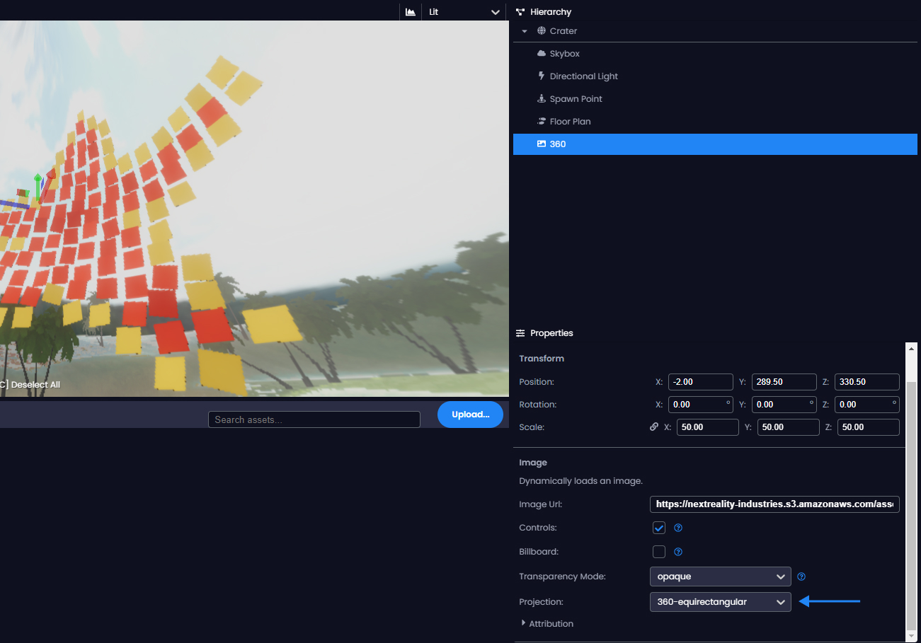 Screenshot of the skybox property panel