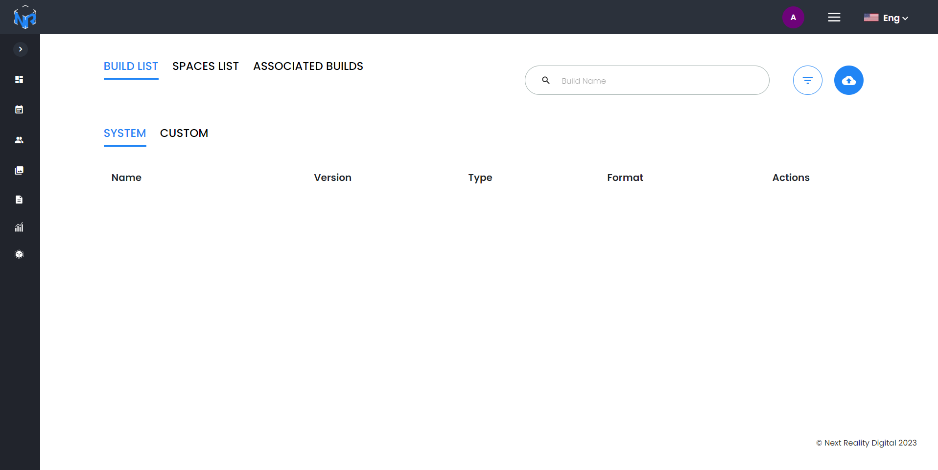 Screenshot Build Management Page