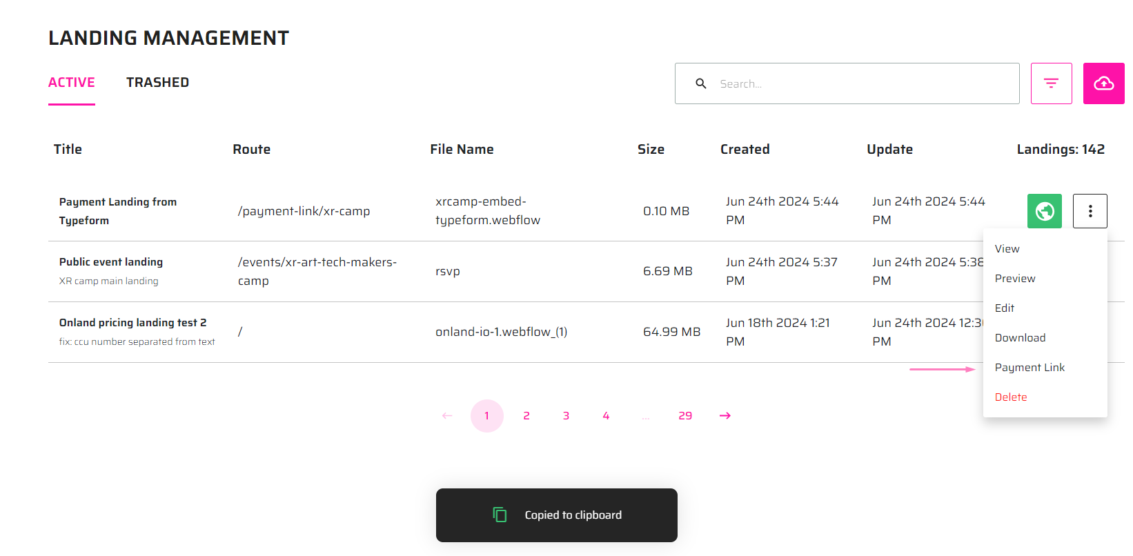 Screenshot Select Name Page in Dashboard