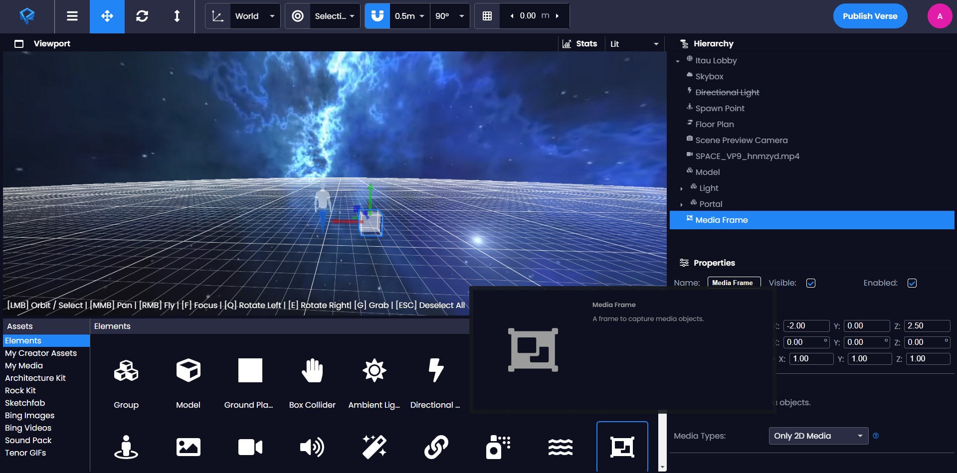 mediaframe element in Creator