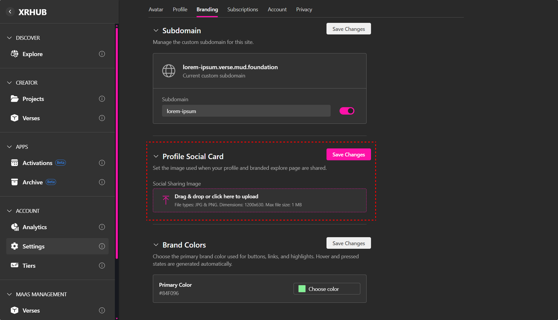 Profile Social Card