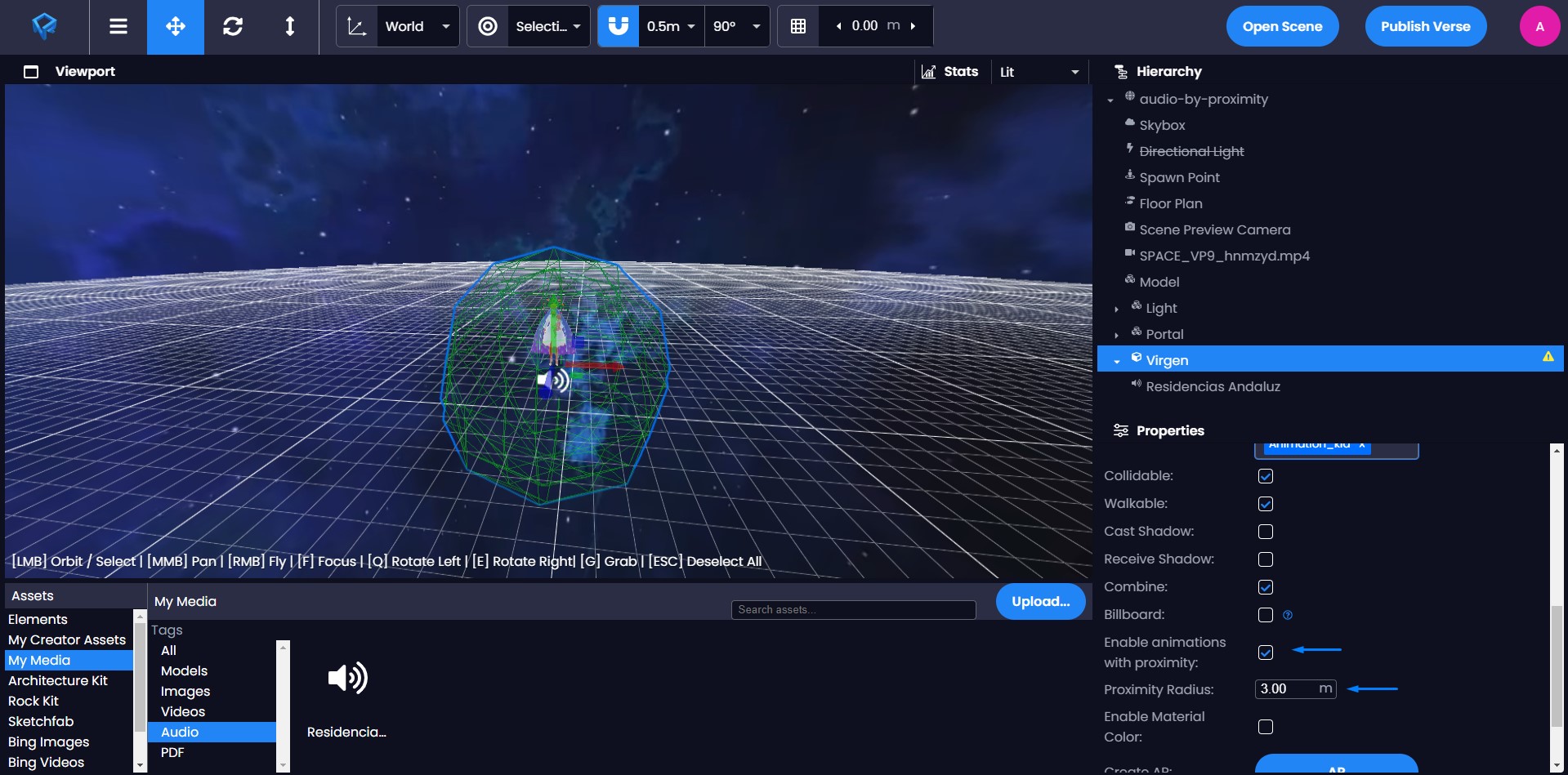 proximity element in Creator