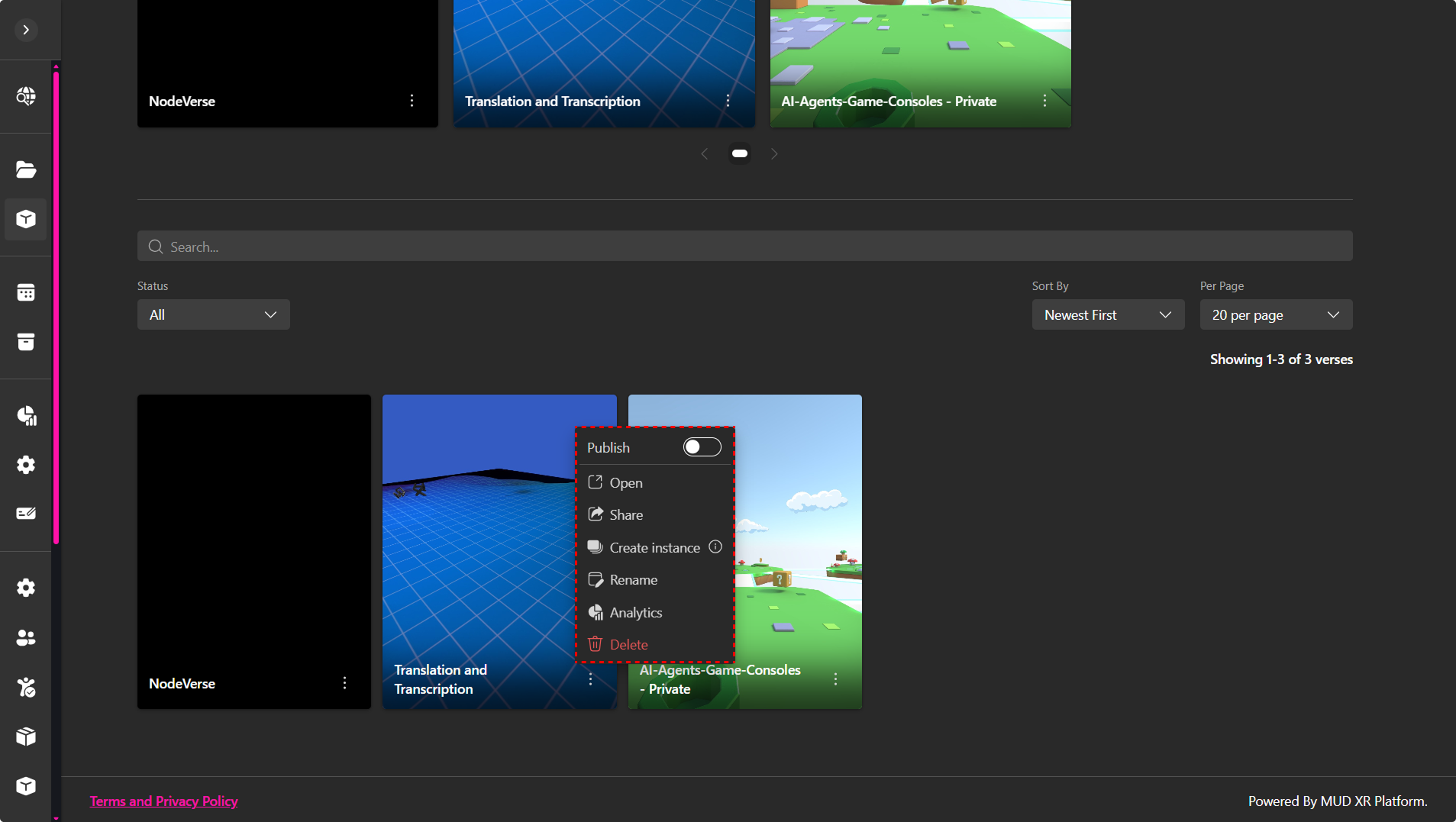 Creator Projects Page