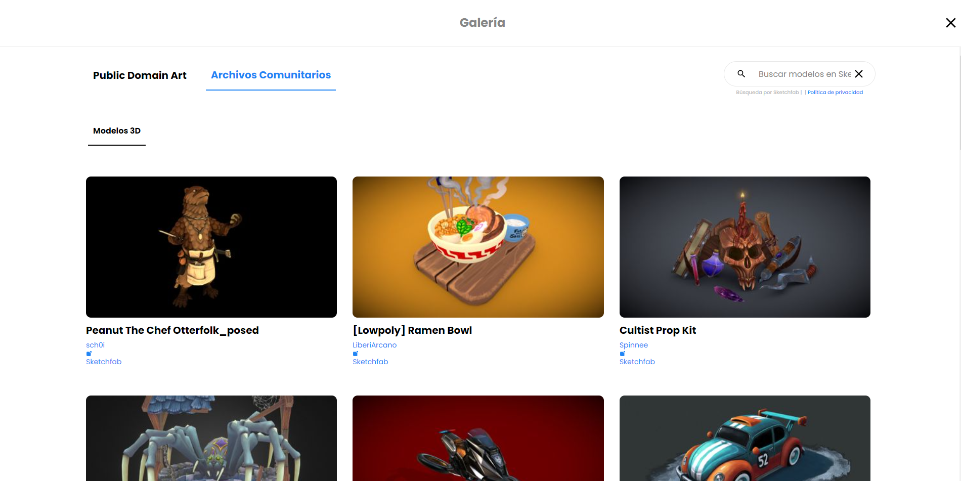 Captura de pantalla de Sketchfab